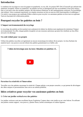Idées créatives pour recycler vos anciennes palettes en bois