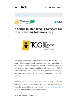 A Guide to Managed IT Services for Businesses in Johannesburg