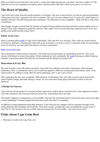 Cape Grim's Winning Formula: Quality, Purity, and Innovation