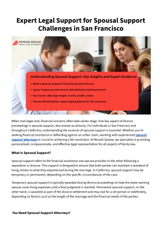 Expert Legal Support for Spousal Support Challenges in San Francisco