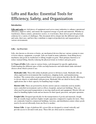 lifts and racks essential tools for efficiency