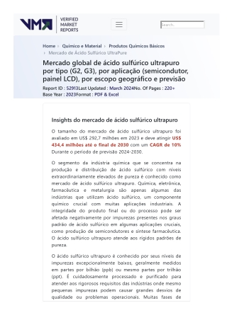 www.verifiedmarketreports.comptproductglobal-ultra-pure-sulfuric-acid-market-2019-by-manufacturers-regions-type-and-appl