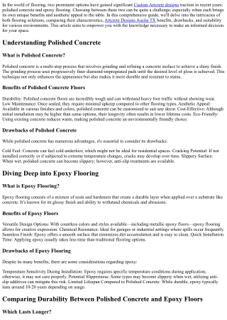 Polished Concrete vs. Epoxy: Which Flooring Option Is Right for You?