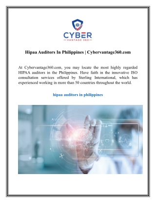 hipaa auditors in philippines cybervantage360 com