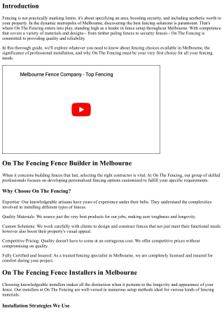 On The Fencing: Leading the Way in Fence Installation Throughout Melbourne