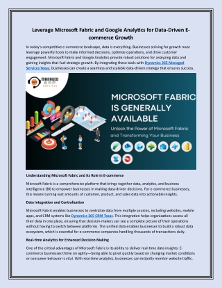 Leverage Microsoft Fabric and Google Analytics for Data-Driven E-commerce Growth