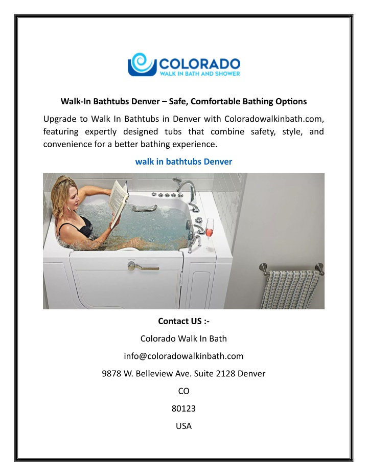 walk in bathtubs denver safe comfortable bathing