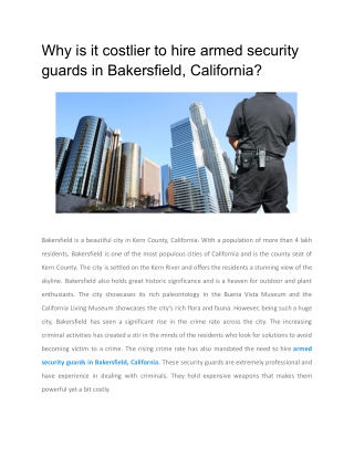 Why is it costlier to hire armed security guards in Bakersfield, California