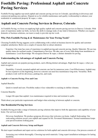 foothills paving professional asphalt