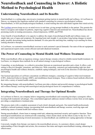 neurofeedback and counseling in denver a holistic