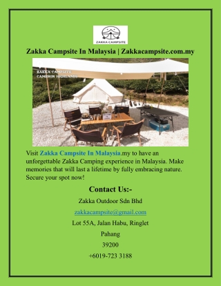 Zakka Campsite In Malaysia  Zakkacampsite.com.my