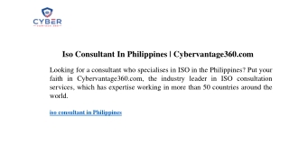 iso consultant in philippines cybervantage360 com