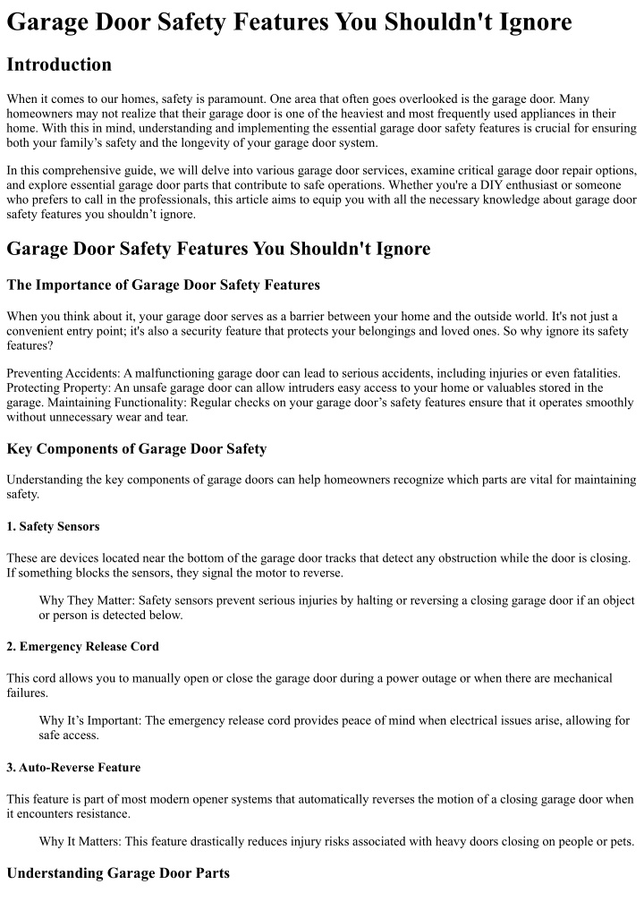 garage door safety features you shouldn t ignore