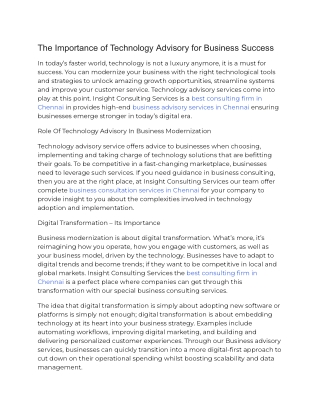 the importance of technology advisory