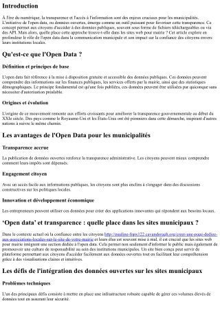 “‘Open data’ et transparence : quelle place dans les sites municipaux ?”