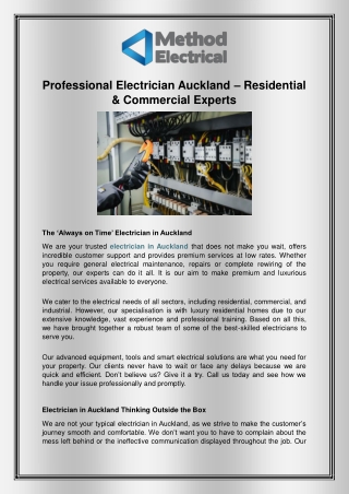 Professional Electrician Auckland – Residential & Commercial Experts