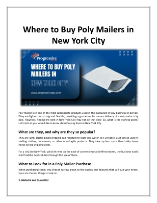 Where to Buy Poly Mailers in New York City?