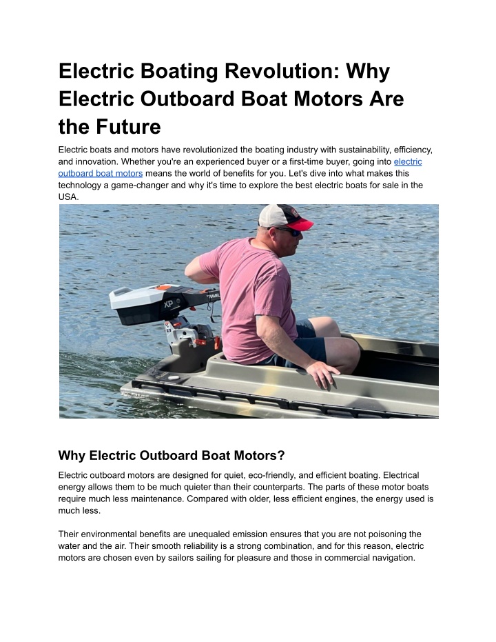 electric boating revolution why electric outboard