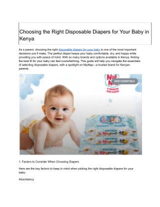 Choosing the Right Disposable Diapers for Your Baby in Kenya