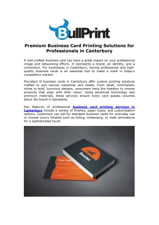 Premium Business Card Printing Solutions for Professionals in Canterbury