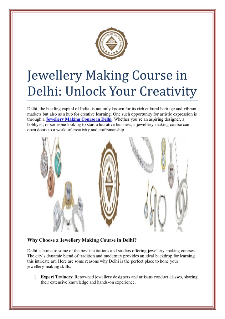 jewellery making course in delhi unlock your