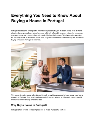 Buying a House in Portugalt