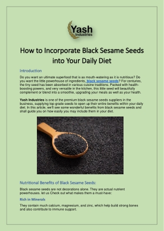 How to Incorporate Black Sesame Seeds into Your Daily Diet