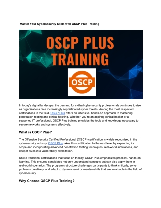 master your cybersecurity skills with oscp plus