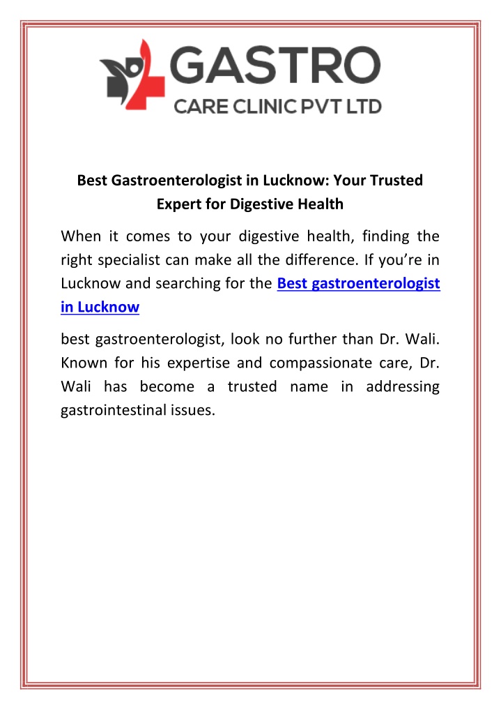 best gastroenterologist in lucknow your trusted