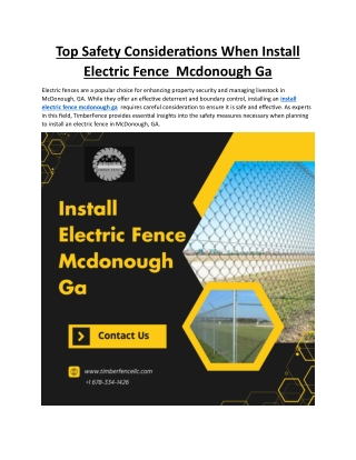 Top Safety Considerations When Install Electric Fence  Mcdonough Ga