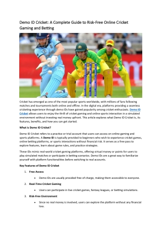 demo id cricket a complete guide to risk demo