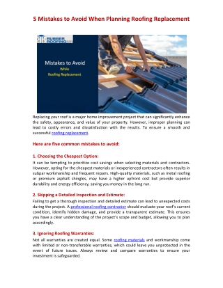 5 mistakes to avoid when planning roofing