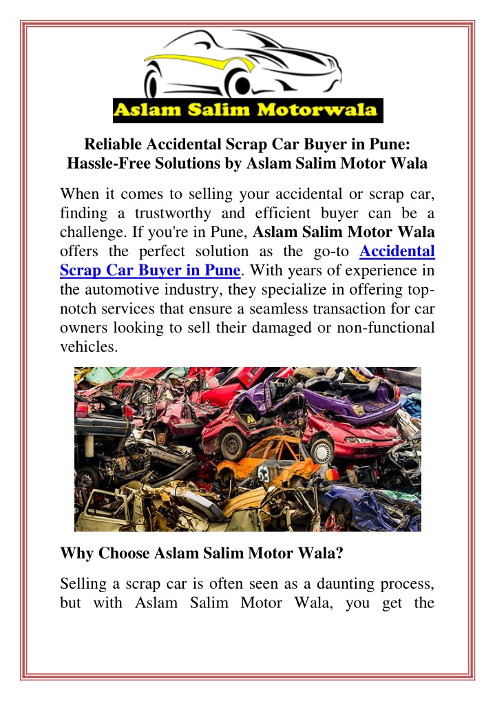 reliable accidental scrap car buyer in pune