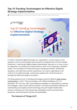 Top 10 Trending Technologies for Effective Digital Strategy Implementation