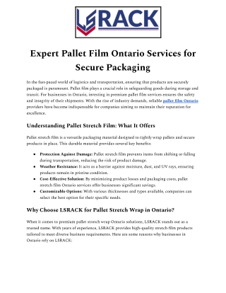 Top-Quality Pallet Film Solutions Ontario: Protect Your Goods