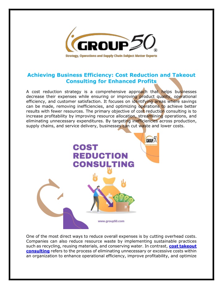 achieving business efficiency cost reduction