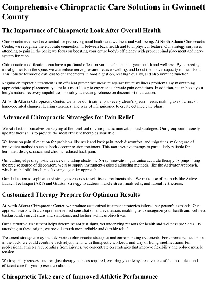 comprehensive chiropractic care solutions