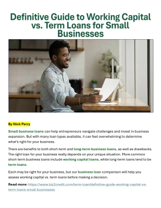 Working Capital vs Term Loans A Small Business Guide