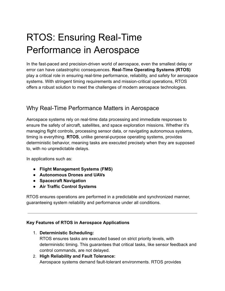 rtos ensuring real time performance in aerospace