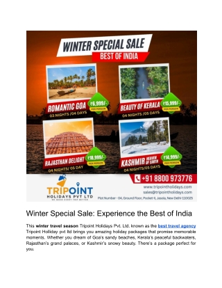 Winter Special Sale: Experience the Best of India