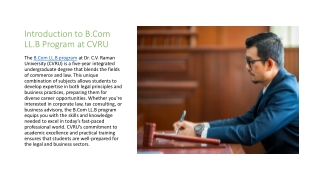Exploring the B.Com LL.B Program at Dr. C.V. Raman University - A Gateway to Dual Expertise in Commerce and Law