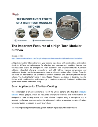 The Important Features of a High-Tech Modular Kitchen