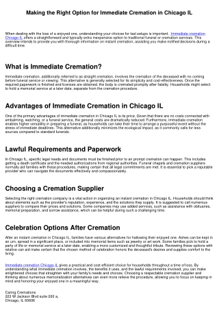 Making the Right Selection for Immediate Cremation in Chicago IL