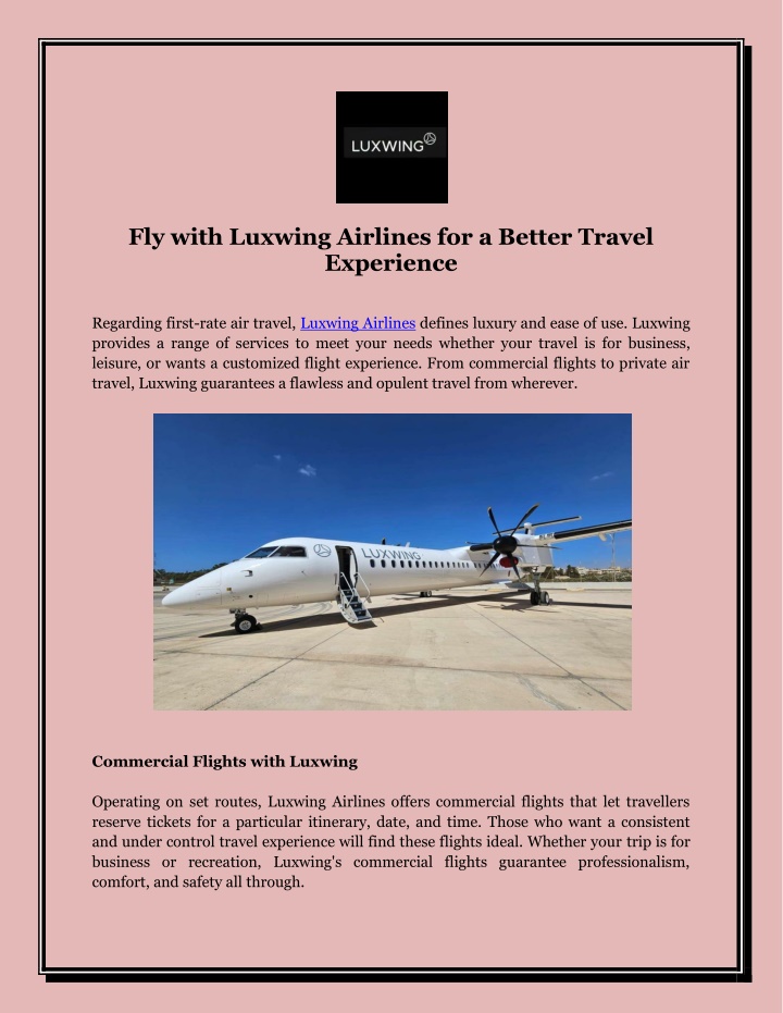 fly with luxwing airlines for a better travel