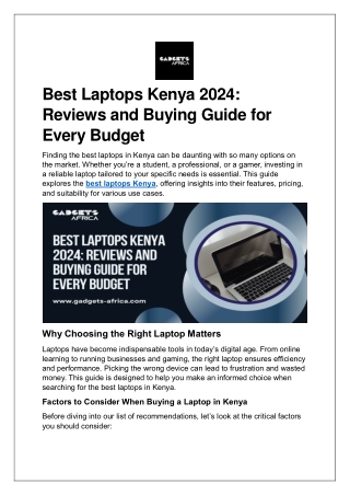 Best Laptops Kenya 2024: Reviews and Buying Guide for Every Budget