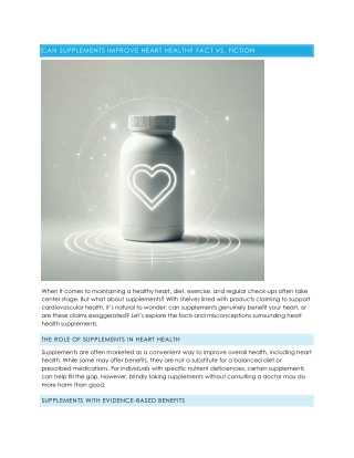 can supplements improve heart health fact