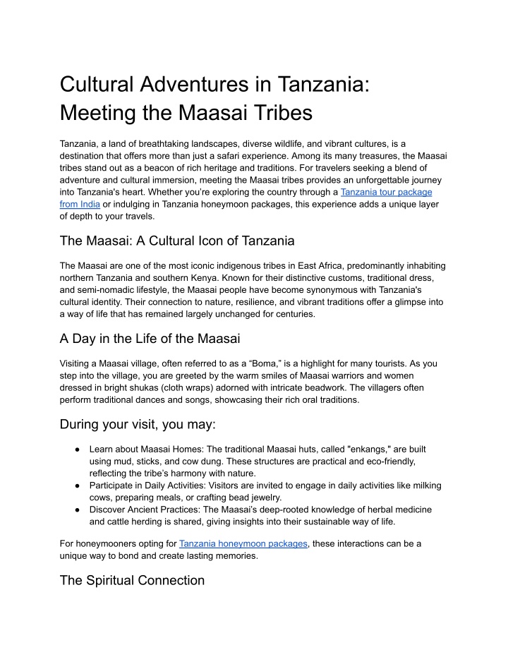 cultural adventures in tanzania meeting