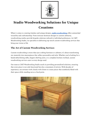 Professional Studio Woodworking Services with Precision