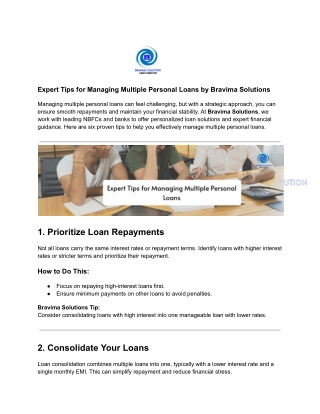 expert tips for managing multiple personal loans