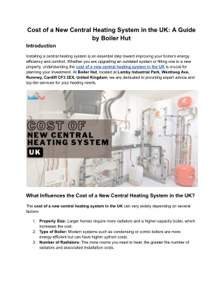 Cost of a New Central Heating System in the UK_ A Guide by Boiler Hut